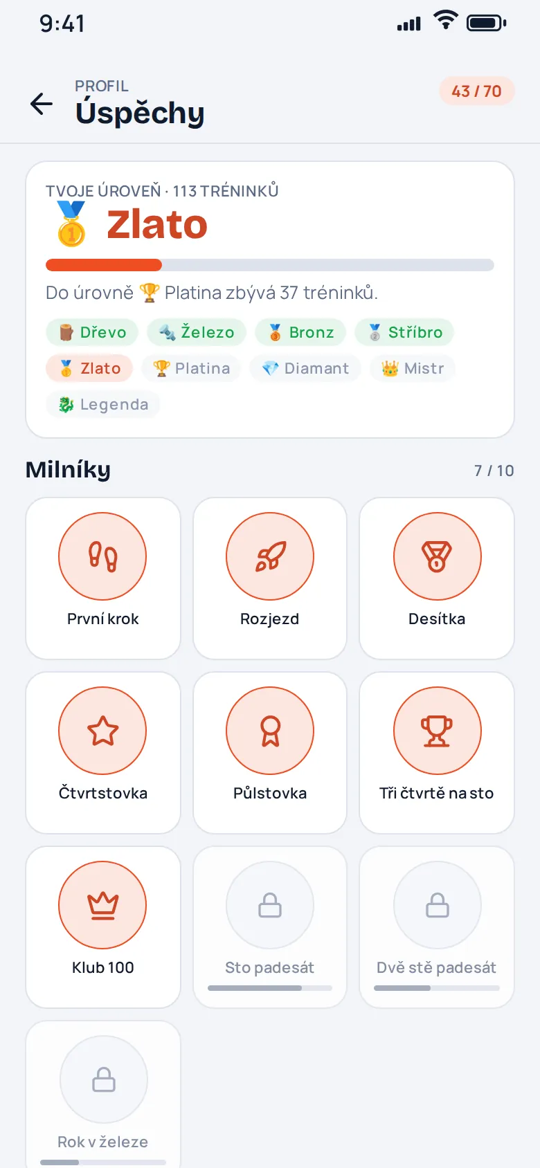 Appka klienta: odznaky a úrovně