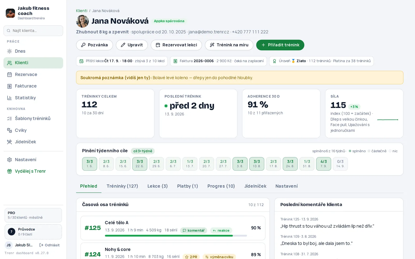 Dashboard v barvě Zelená