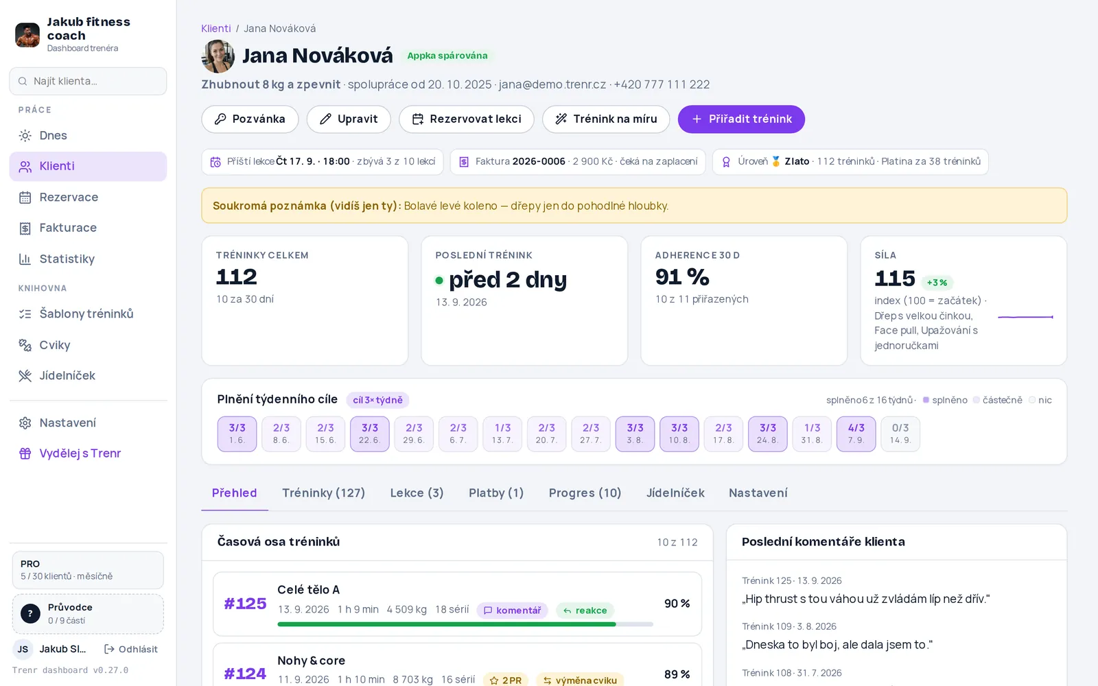 Dashboard v barvě Fialová